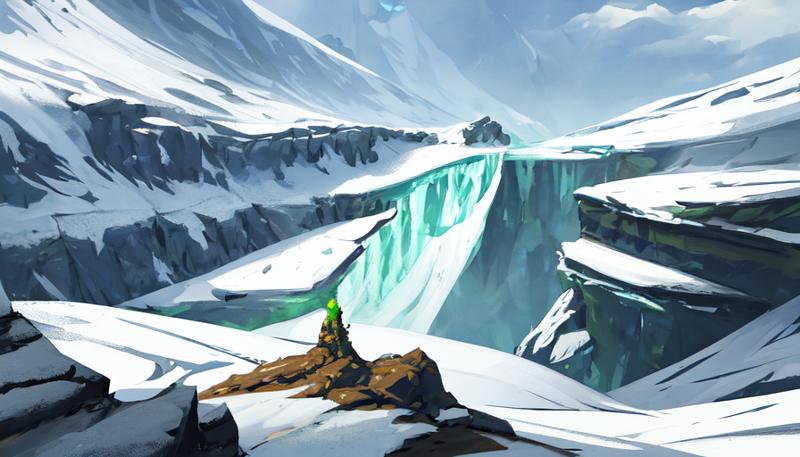 04280-3342950468-Conceptart,Concept Art,SamWho,mksks style, green moss, species, overlooking chasm, Mountains, Ice.png